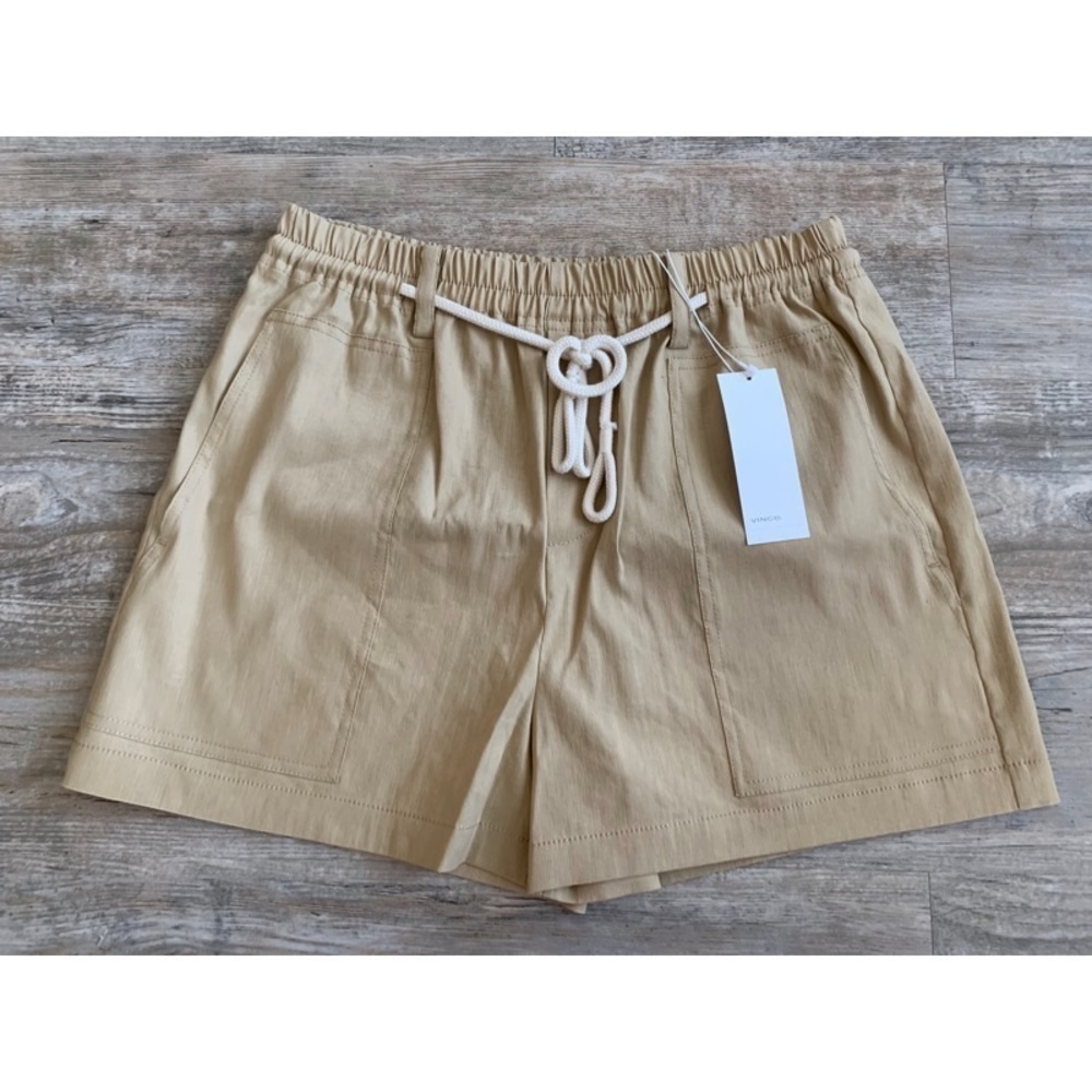 NWT VINCE Khaki Rope Tie Linen Blend Shorts - Picture 2 of 3